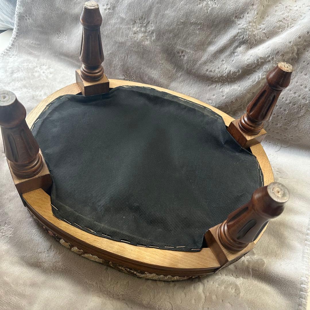 【美品】アンティーク/ゴブラン織り/ベビースツール/ローズ柄/イタリア製