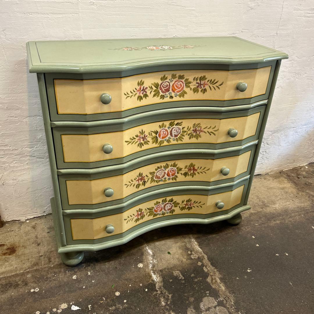 花柄装飾のグリーンタンス 4段