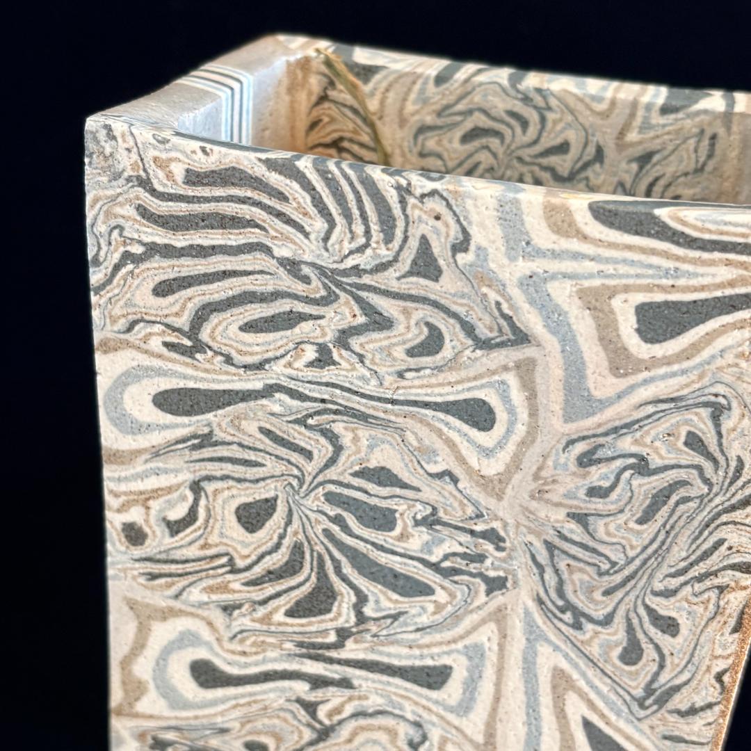 瀬戸　水野達三作　練り込み花瓶