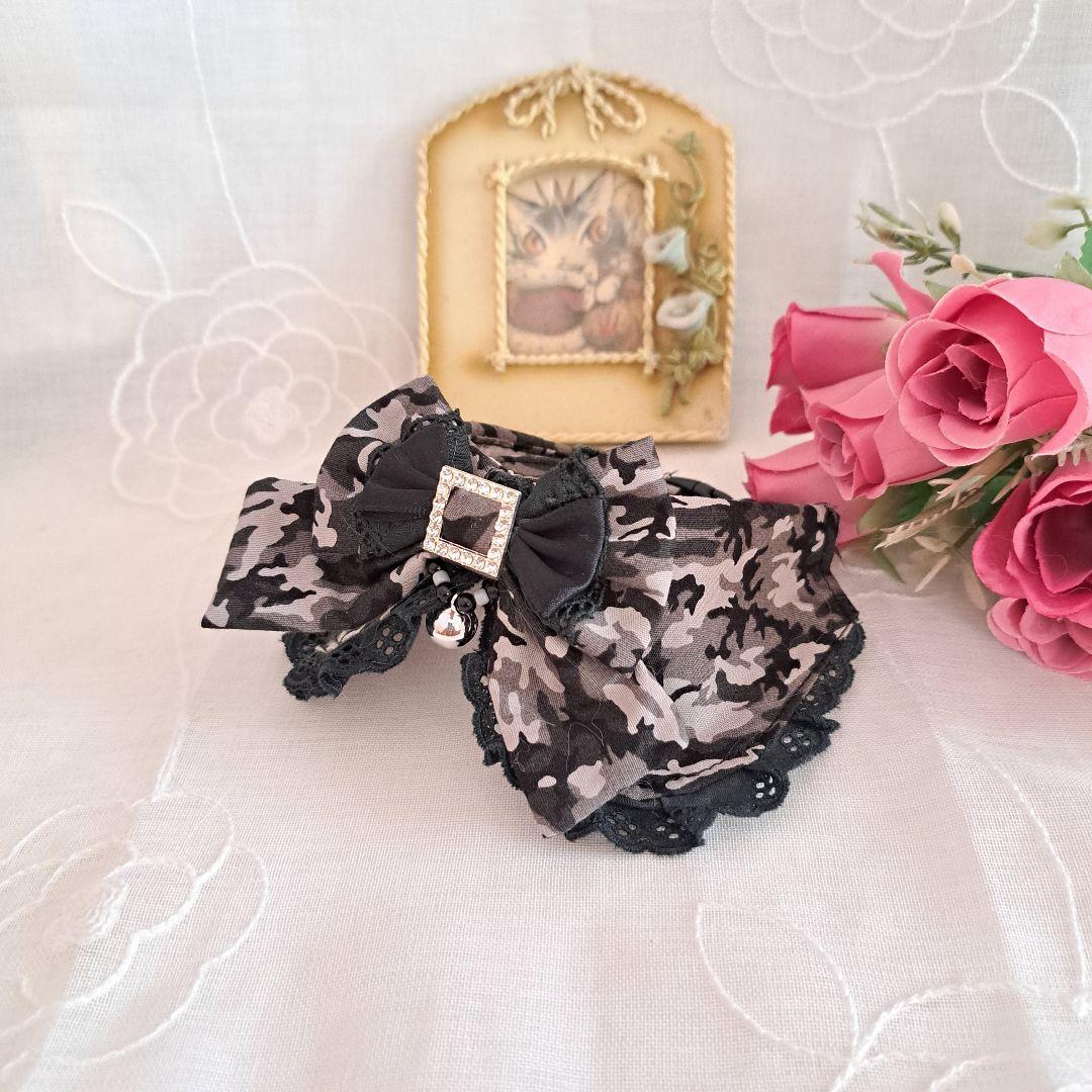 ミリタリーロリータ(迷彩)わんちゃん猫ちゃん用襟付き首輪