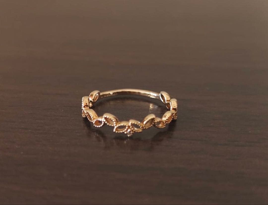 k*o様 agete K10 ダイヤモンド リーフモチーフ リング 9号
