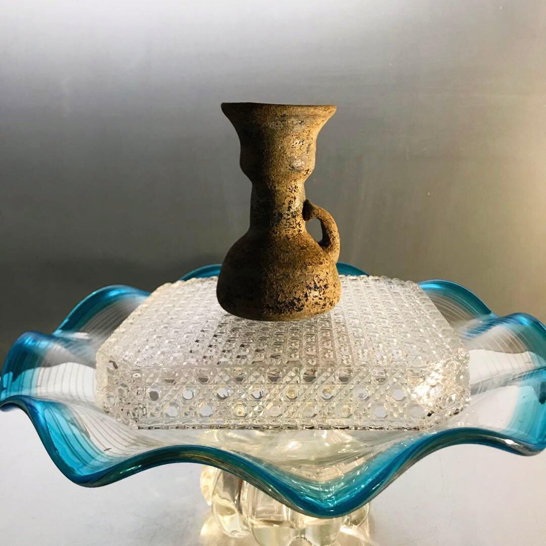 骨董　時代ガラス　発掘系ローマングラス（泪）涙壺　銀化瓶