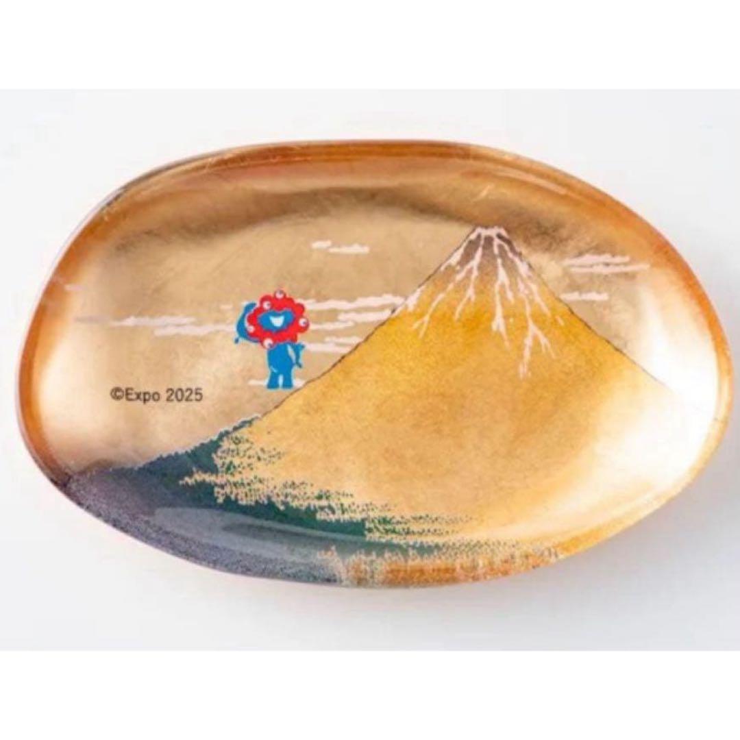 新品 大阪万博 会場限定 ミャクミャク 箔名画 葛飾北斎 ガラストレー 赤富士