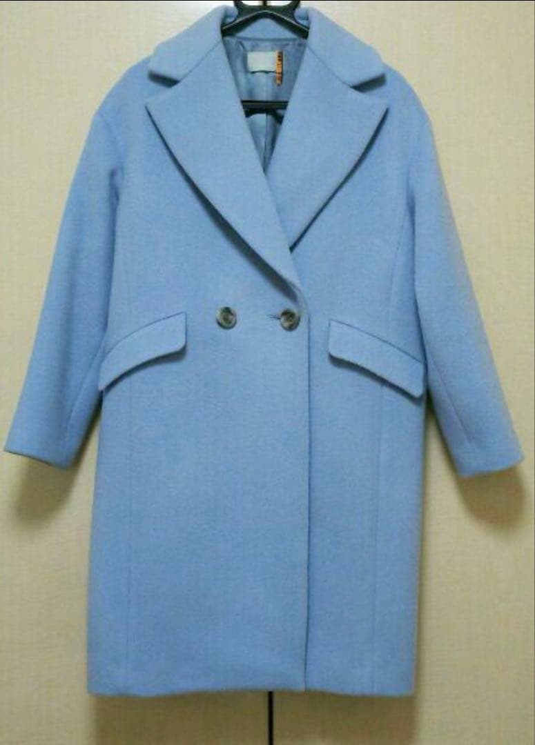 VERY掲載品✨定価7万 ESTNATION アイスブルー チェスターコート