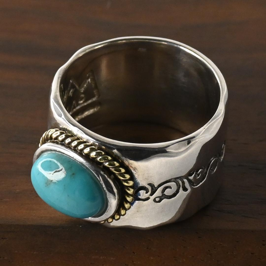 新品仕上げ SAAD ターコイズ リング 10.5号 シルバー925 美品
