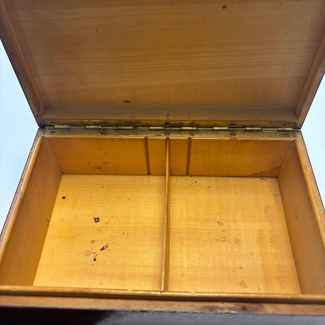 フランス　ヴィンテージ アンティーク　木製ボックス 陶器装飾付き　蚤の市