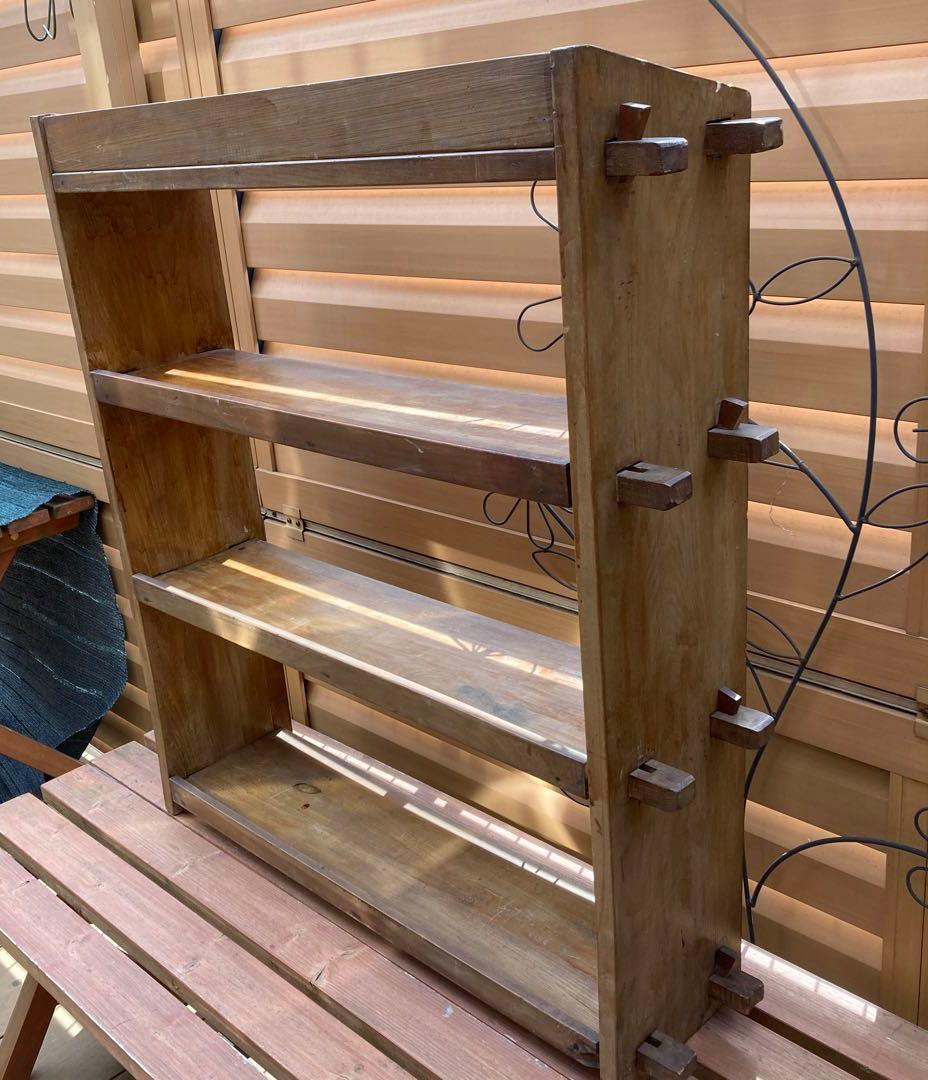 昭和レトロ　本棚　楔棚　木製　くさび