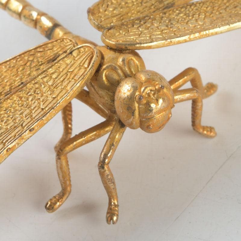 古銅鍍金　玉石装飾　蜻蛉など　昆虫　置物　4点まとめて　V　9552