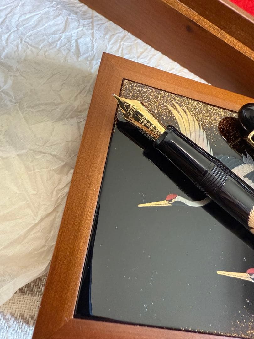 パイロット万年筆蒔絵、鶴、国光会箱