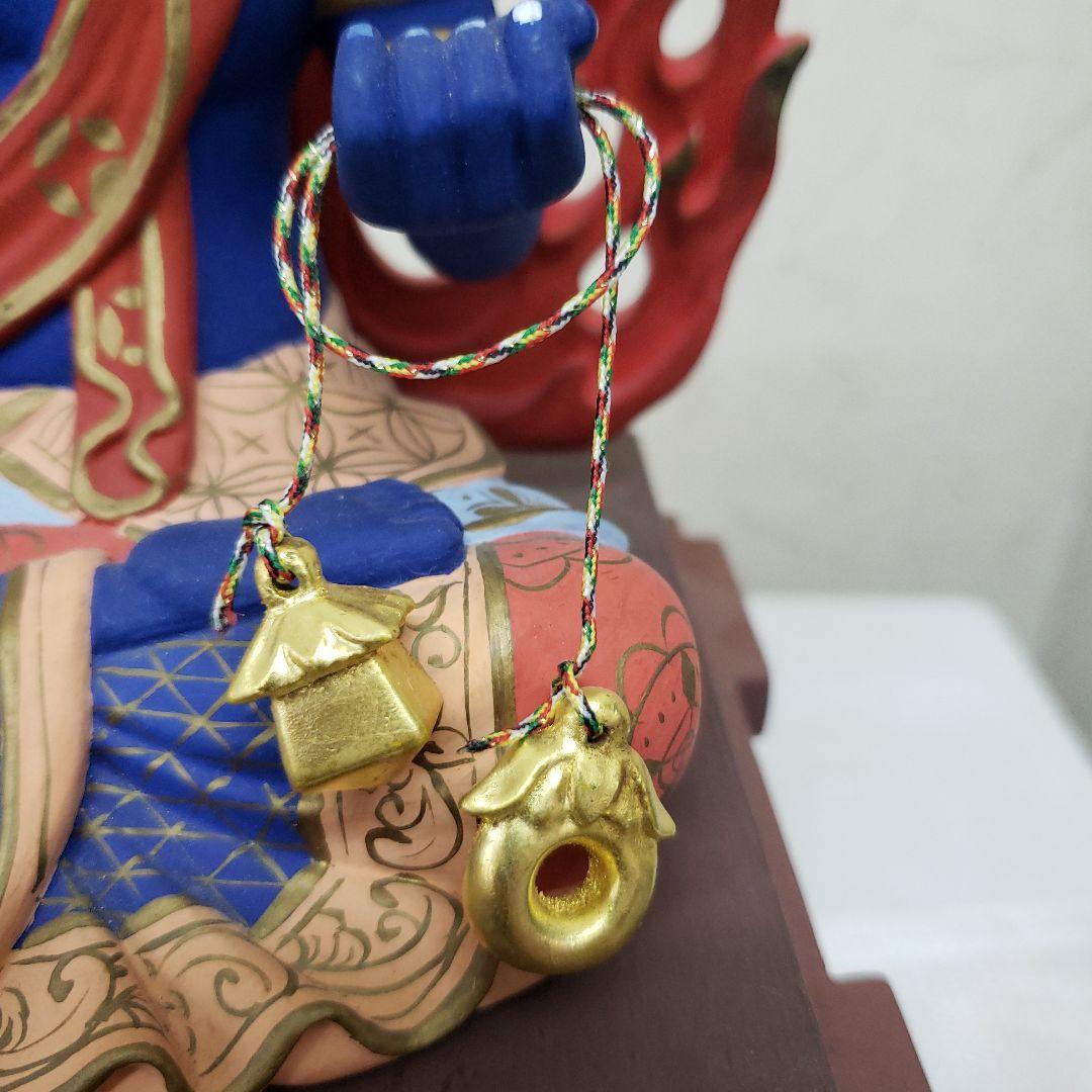 Ｂフライデー蔵出し特価★極彩色 不動明王座像4寸 瑟瑟座★お不動さん火の鳥火炎