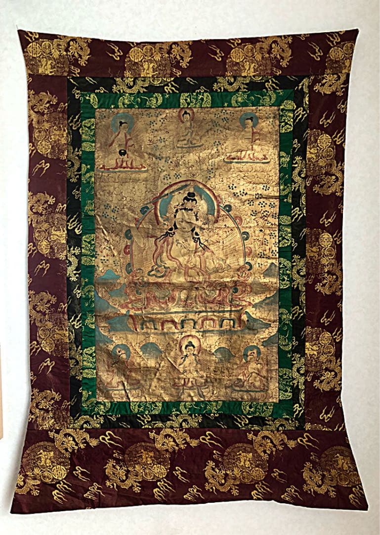 ① 中国 仏教美術 唐物 明代 分院 伝世品 曼荼羅 古玩 タンカ 如来菩薩