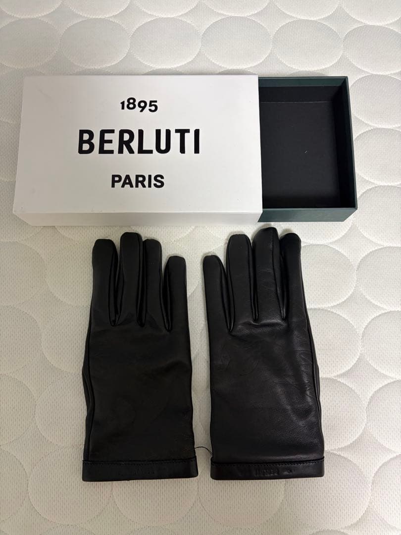 BERLUTI ブラック レザー手袋 サイズ6