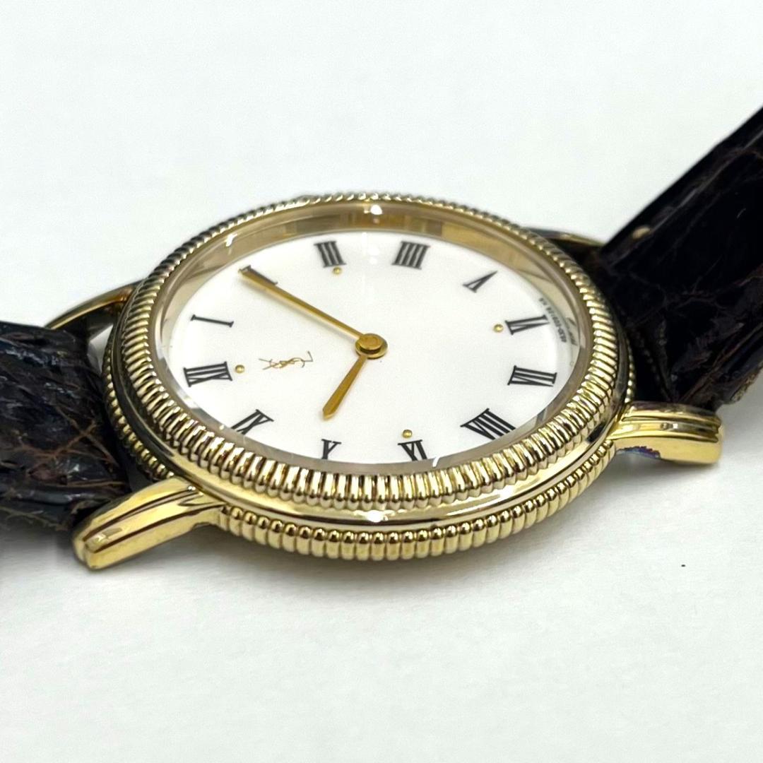 ★YSL イヴサンローラン 4625-E67731 腕時計 白文字盤 稼働品