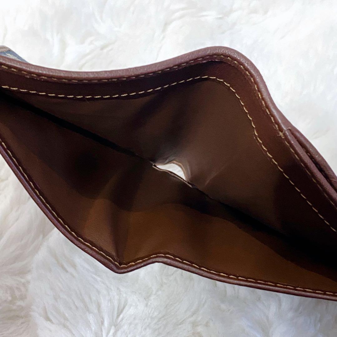 CELINE 二つ折り財布 デニム インディゴ レザー トリオンフ キャンバス