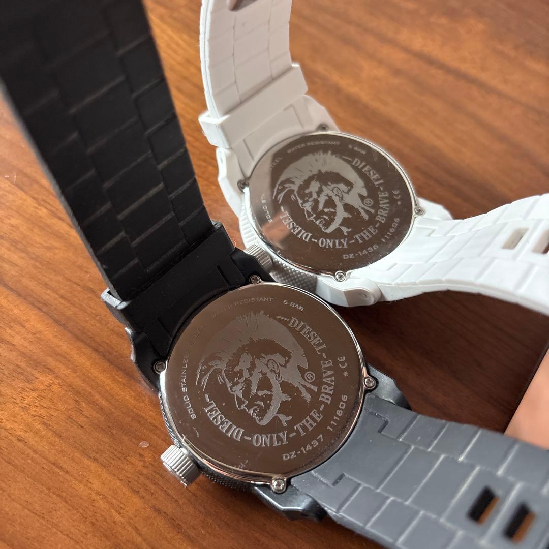 DIESEL ラバーベルト 時計 2点セット ホワイト ブラック