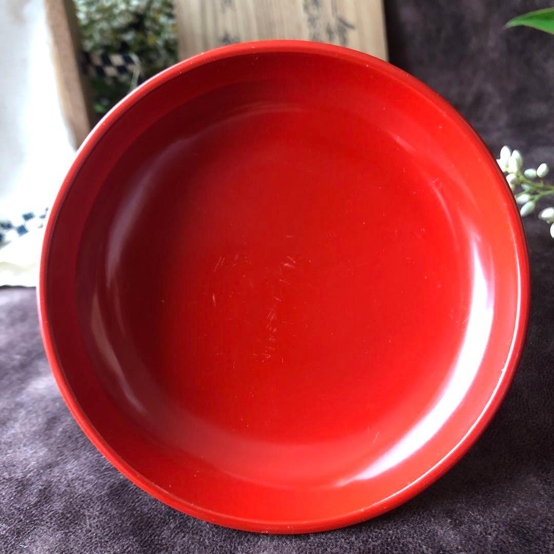 【 二代鈴木表朔 】藪内形朱塗盃「戌寅」共布＆共箱付【茶道藪内流十二代 猗々斎】