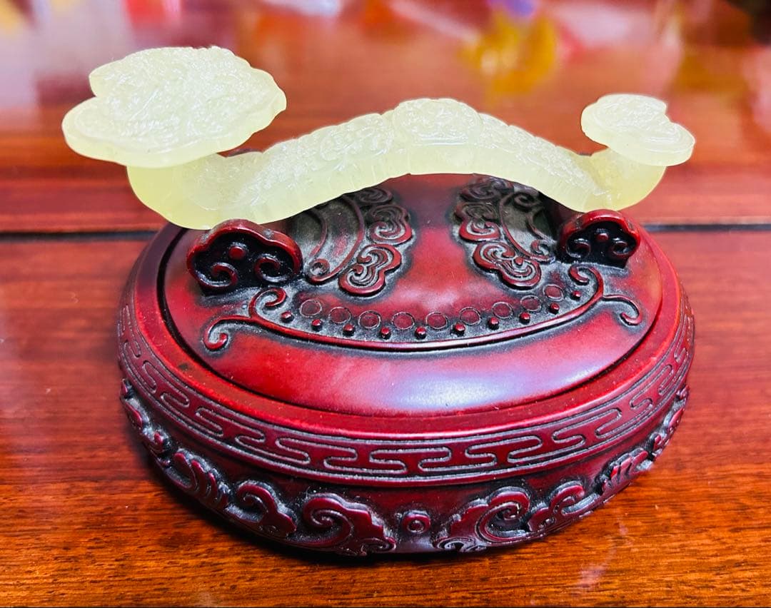 清時代　骨董品 朱肉　玉如意