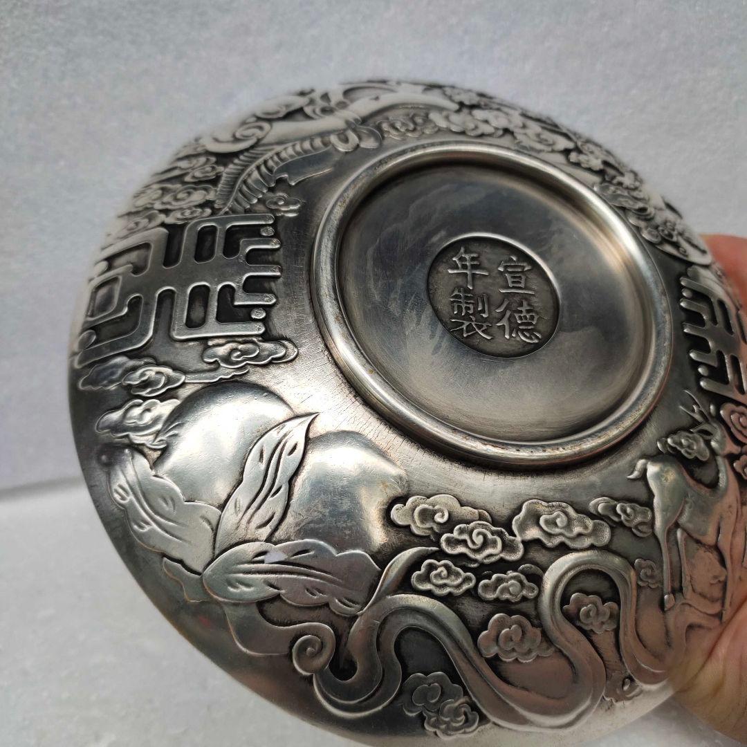 銅 細工 浮彫り祥雲瑞獣麒麟 銅皿銅盤 工芸品 美術品 置物