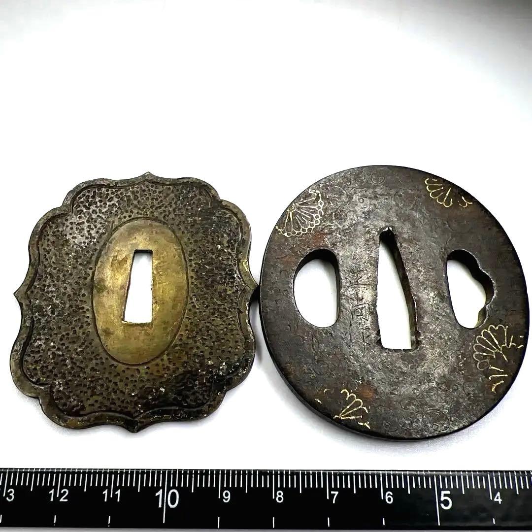 江戸時代　刀装具　金象嵌鍔2点　124g 東Y7-0820ア㉞