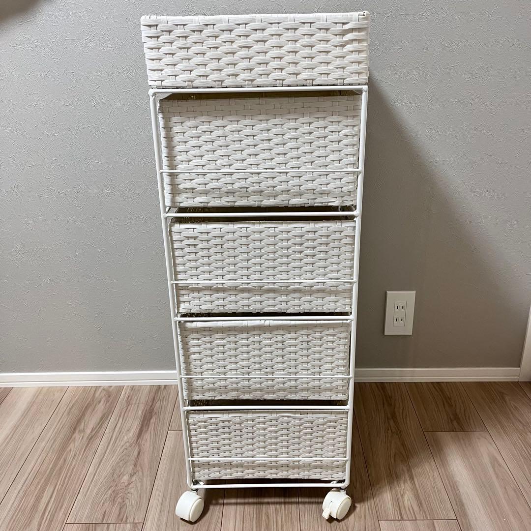 ラタン風 サニタリー ランドリーチェスト/ホワイト