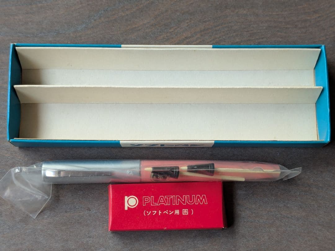 未使用 ペン未開封 PLATINUMソフトペンピンク＋新しいインク3本付き