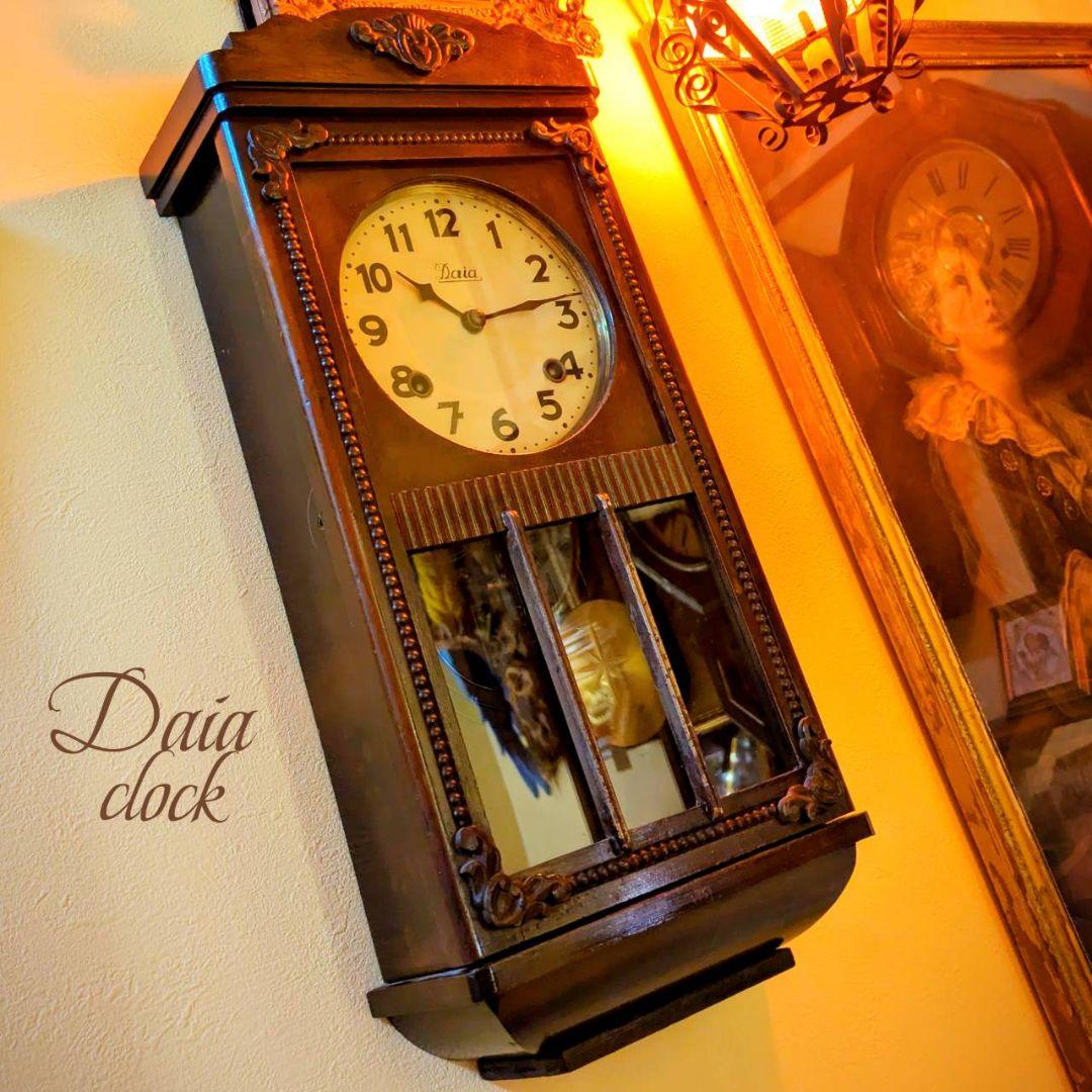 古時計　アンティーク掛時計　振り子時計　レトロ時計　ゼンマイ掛時計
