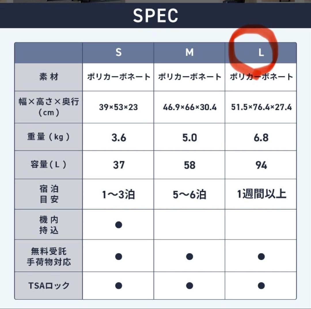 【新品】リカルド　キャリーケース　Lサイズ　エルロン※メルカリ便送料込み