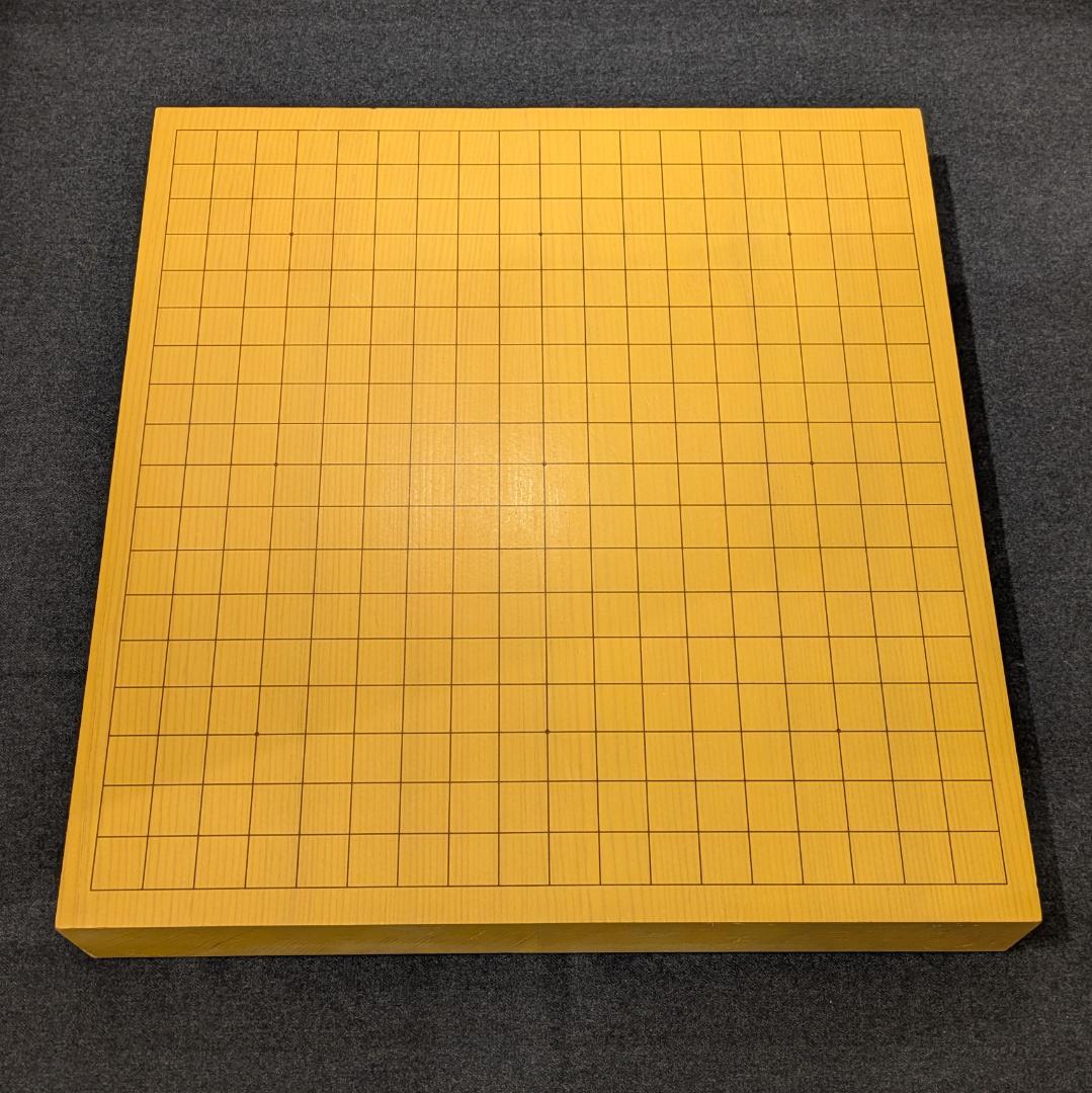 i＋【美品】 囲碁 卓上碁盤 本榧 ハギ板 天地柾 高級天然木 1.8寸 2枚継