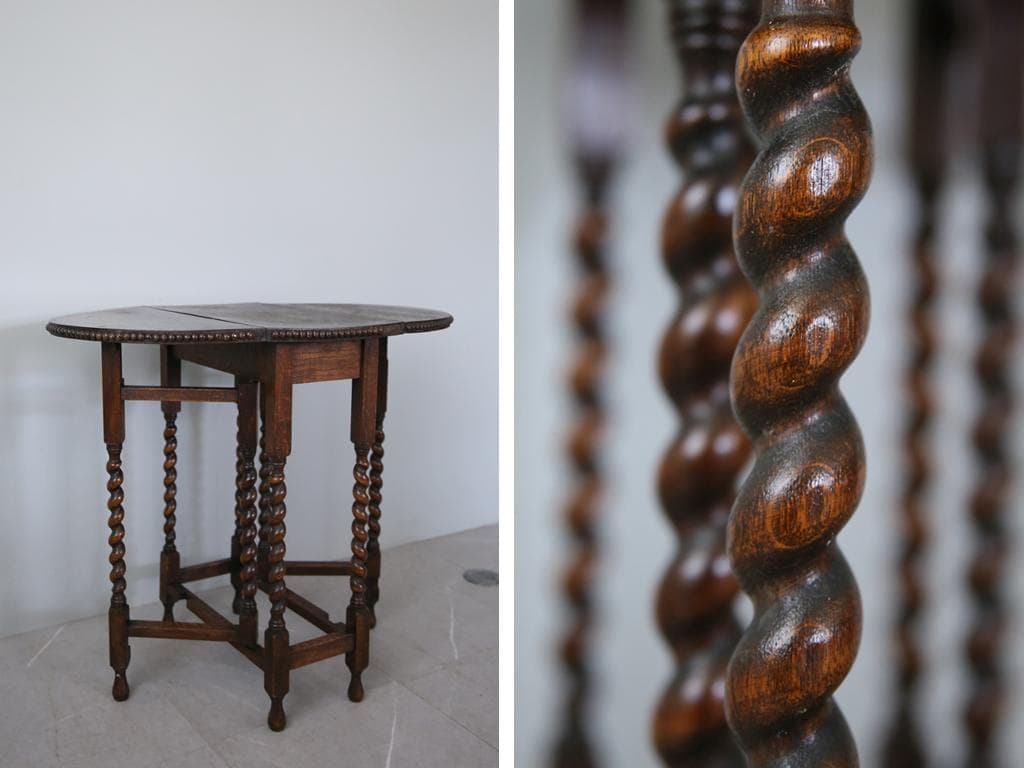 英国アンティーク木製ゲートレッグテーブル/ダイニング机バタフライ(89-211)