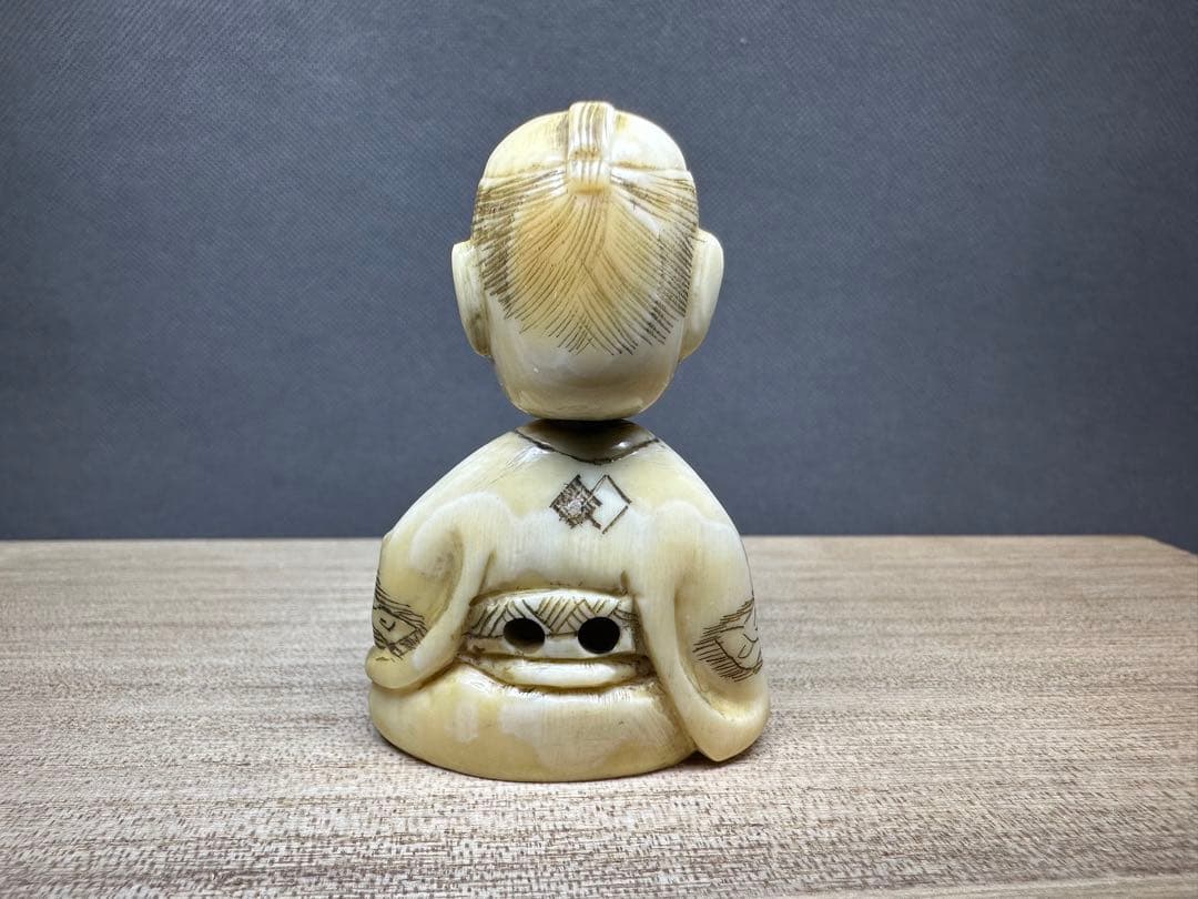 根付　希少品　滑稽　頭は回転可能　古美術品　 置物　細密細工　骨董