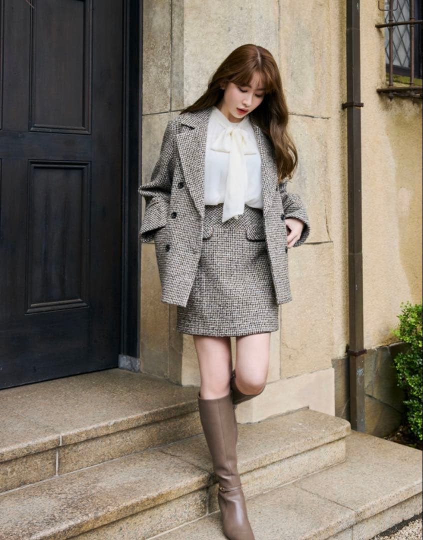 ジャケット・アウター herlipto Hemingway Check Tweed Jacket