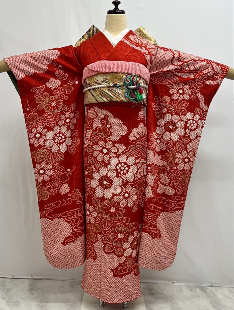 振り袖　フルセット　別誂長襦袢　ガード加工　金彩加工　刺繍入り　絞り入り　674