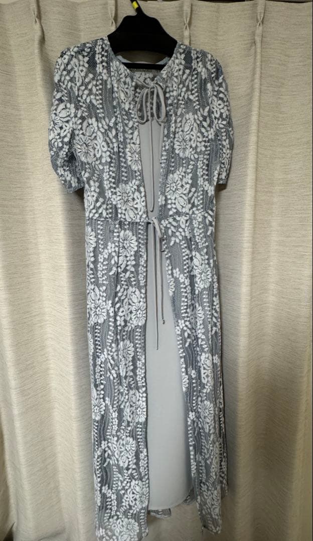 【オケージョンドレス】花柄レース ブルー