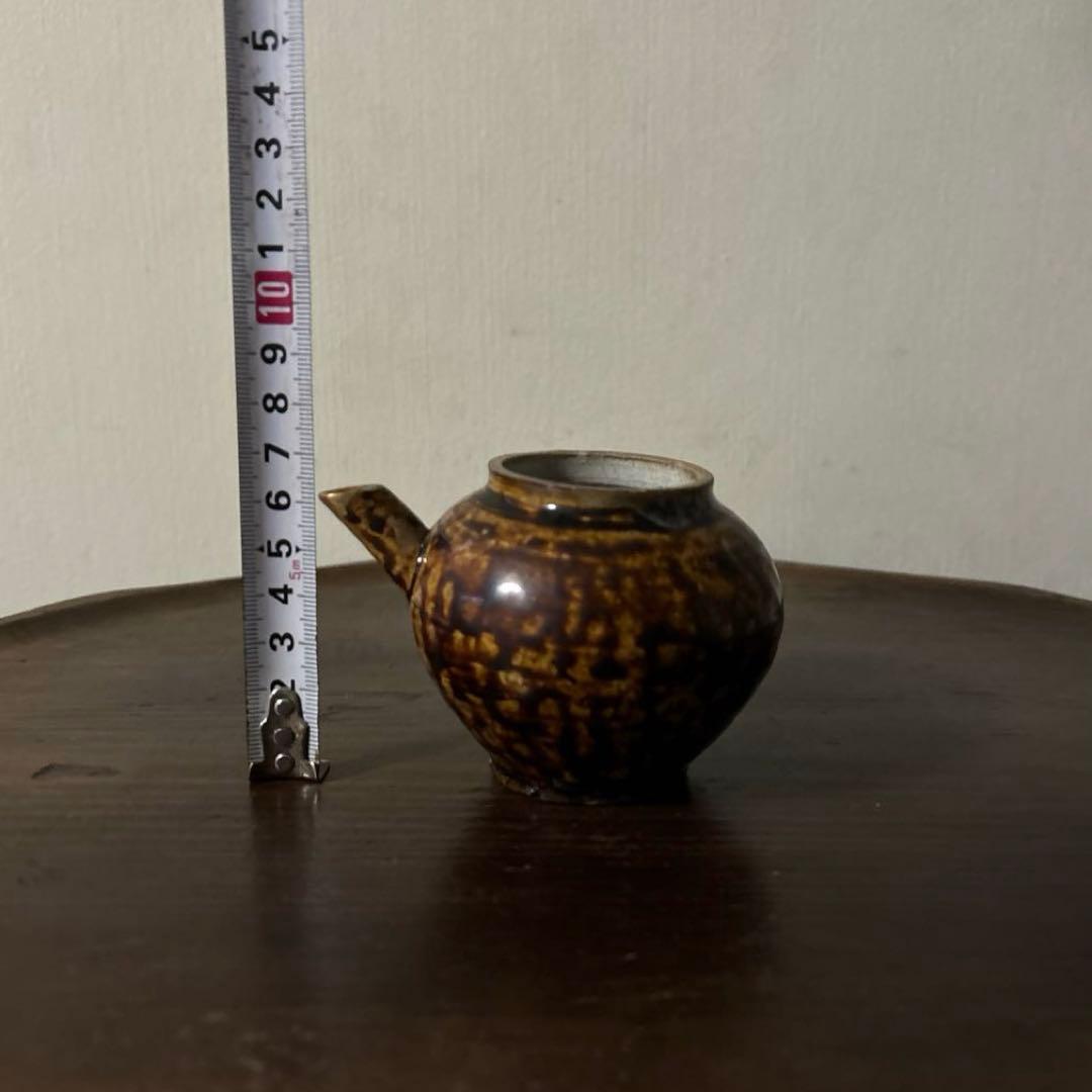 李朝飴釉薬蓋つき注ぎ口　酒器　煎茶　花入　アンティーク　古美術　骨董　　古美術