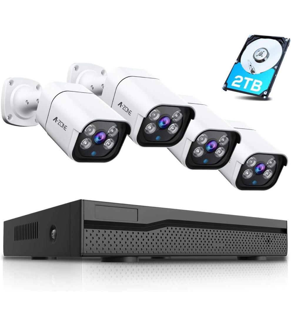 A-ZONE 防犯カメラ300万画素音声録画 暗視撮影 遠隔監視 1TBHDD
