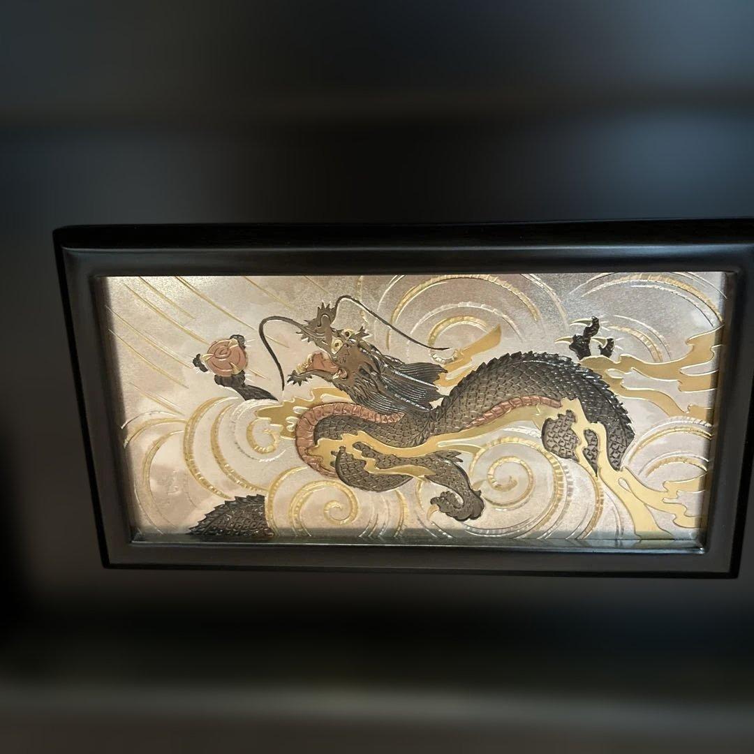 置物 龍の絵柄 黒　五月人形　兜　伊達政宗