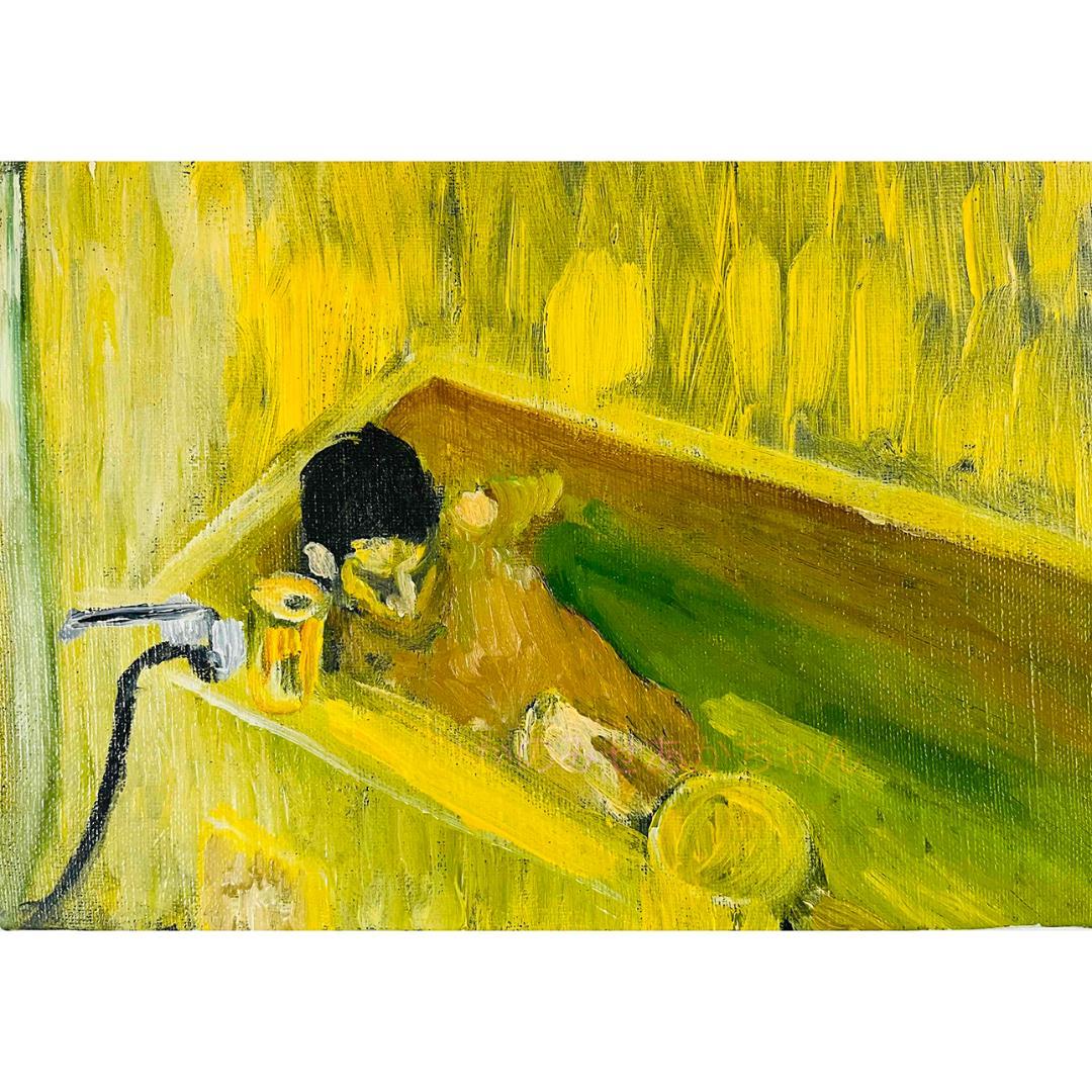 16×23㎝「痒い背中」油彩・原画・サムホール