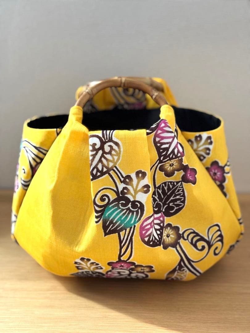 和装バック着物バック琉球紅型・琉球柄・葵の柄（向日葵色）入学卒業結婚振袖お宮参り