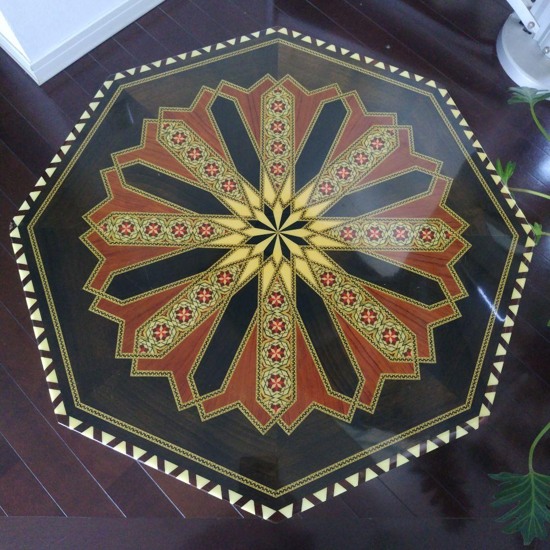 アンティーク 象嵌 寄木細工 天然木 ウッドテーブル 飾り台 レトロ