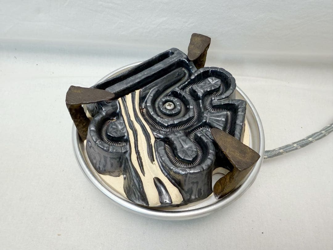 未使用 茶道具 釜師 佐藤清光造 唐銅朝鮮風炉釜 野々田電熱器 釜印 釜鐶付元箱