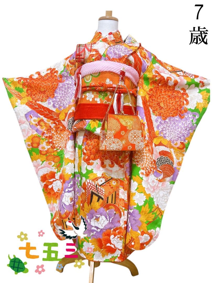 アンティーク柄♡七五三　7歳　女の子　フルセット　一式　レトロ着物