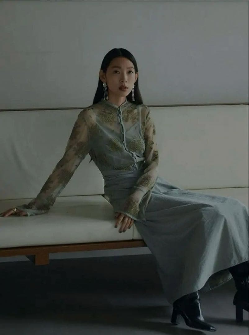 2日間限定特価！AmeriVINTAGE FLOWER DRESS M セージ