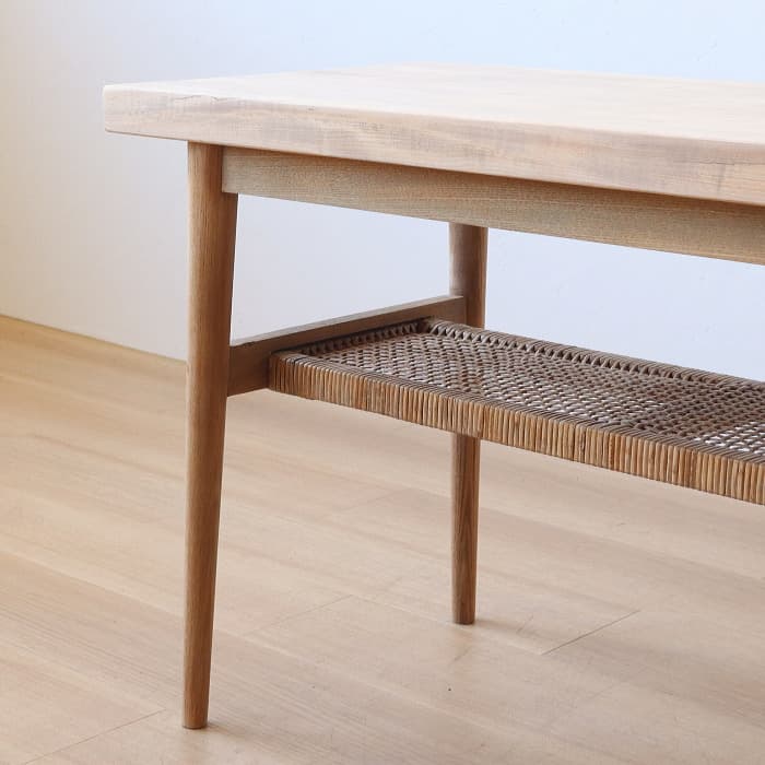 アンティーク サイドテーブル カエデ 天板 無垢材 レトロ 木製 ラタン