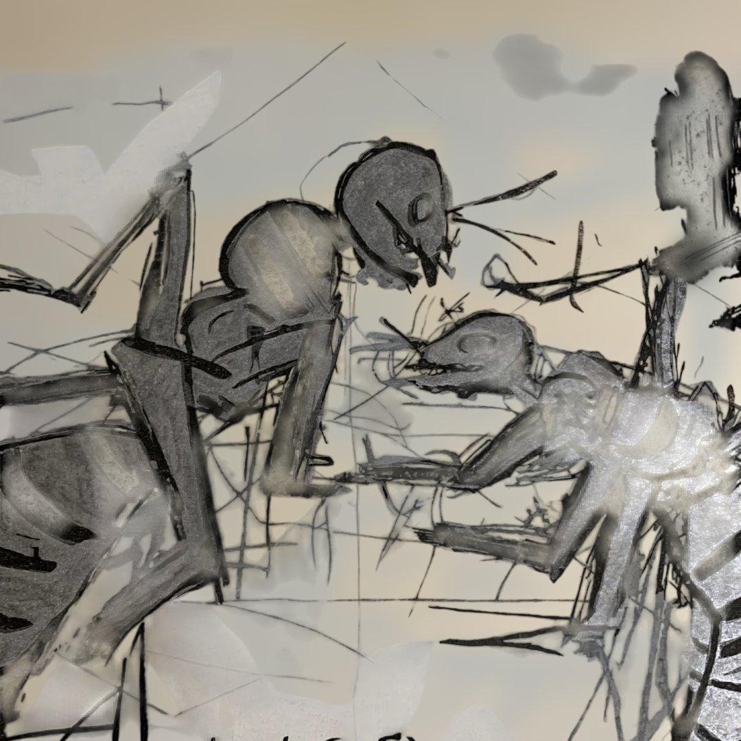 版画　蟻　須田剋太作