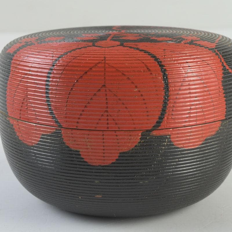 茶道具　塗師　川瀬表完作　内金菊桐紋　寿輪平棗　共箱　V　9541