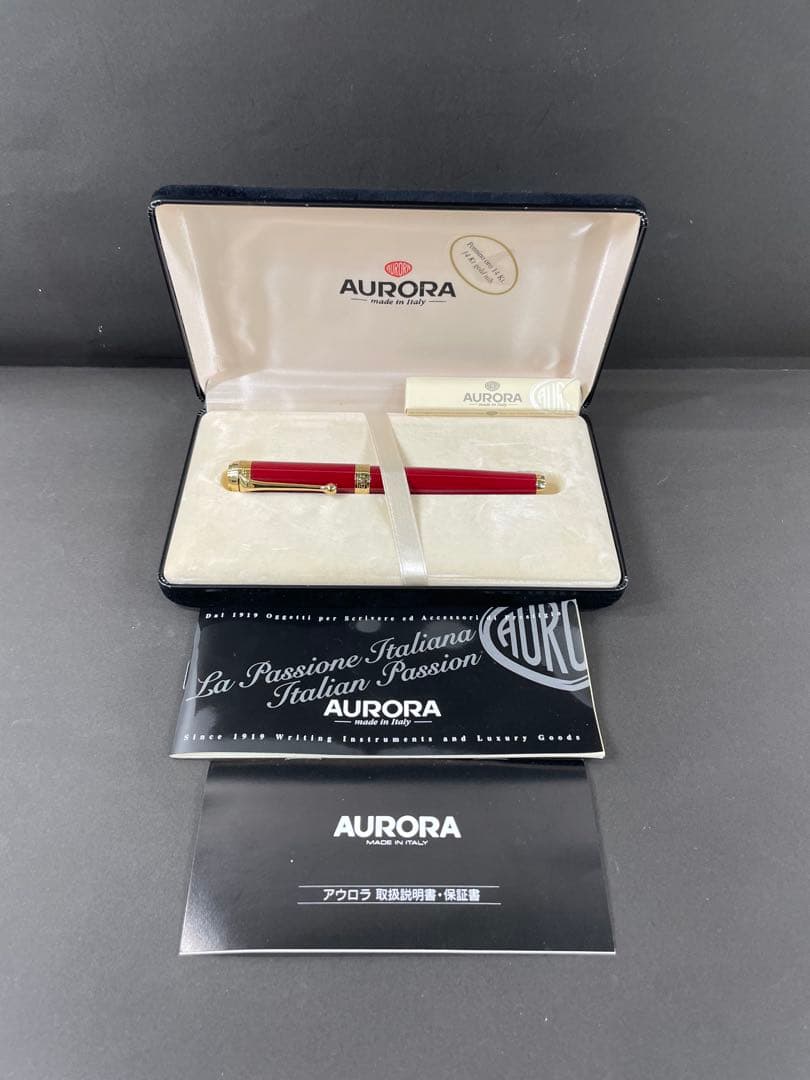 AURORA 赤 万年筆 14K