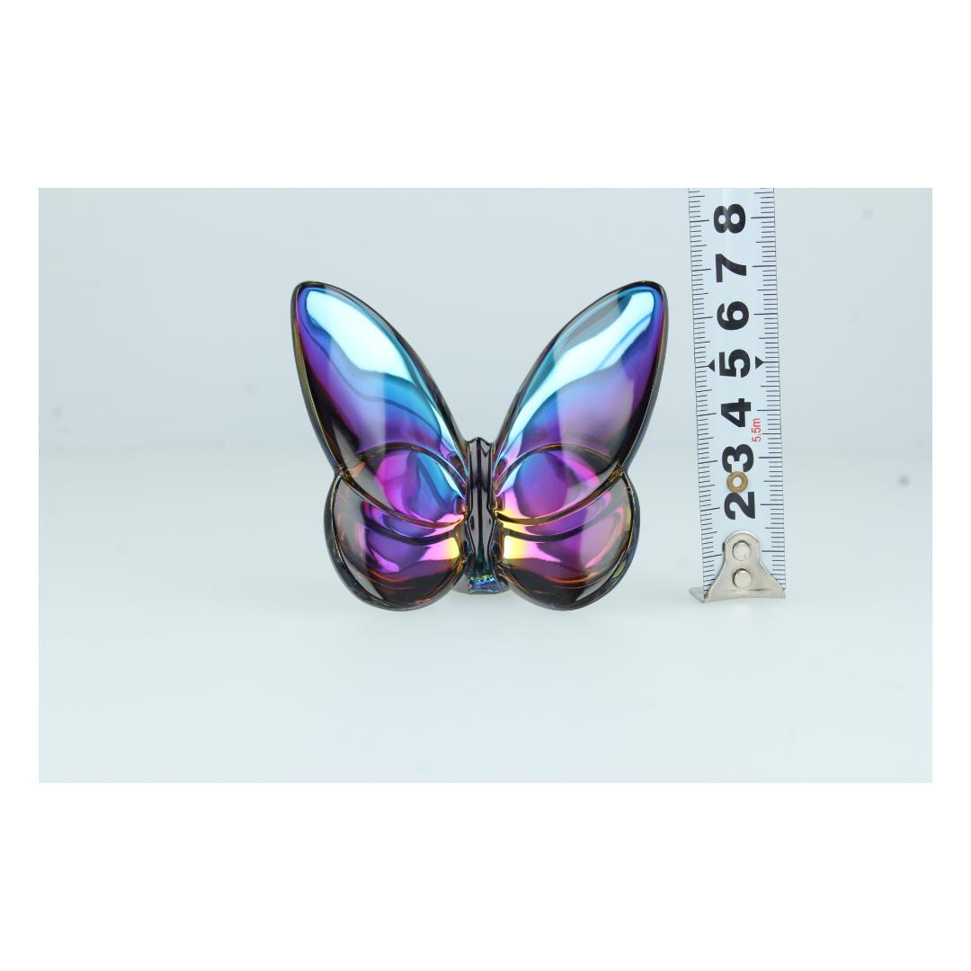 ピ*ル様 Baccarat バカラ クリスタル バタフライ 青蝶 オブジェ 箱付