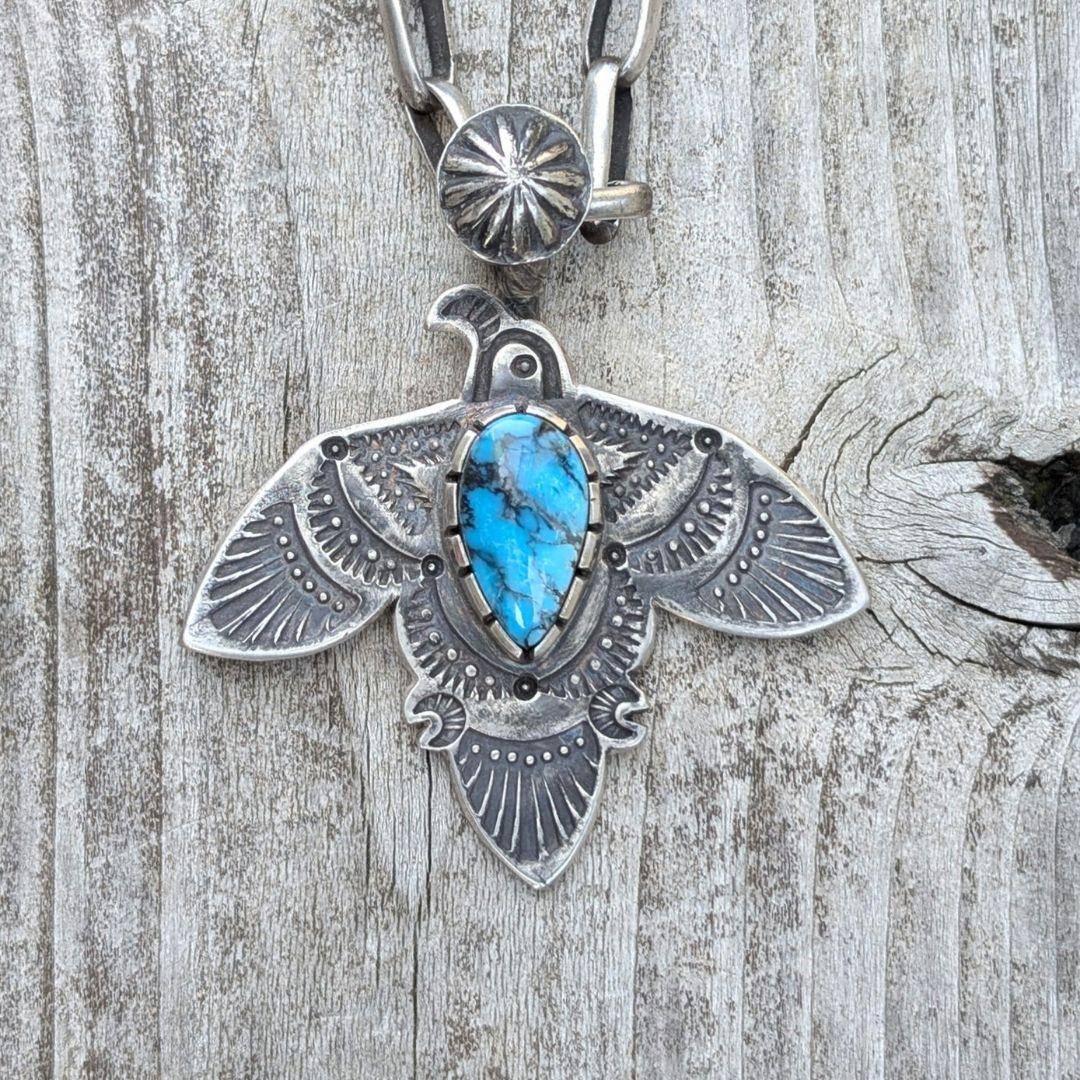 ハンドメイドのターコイズトップ　シルバートップ インディアンジュエリー風