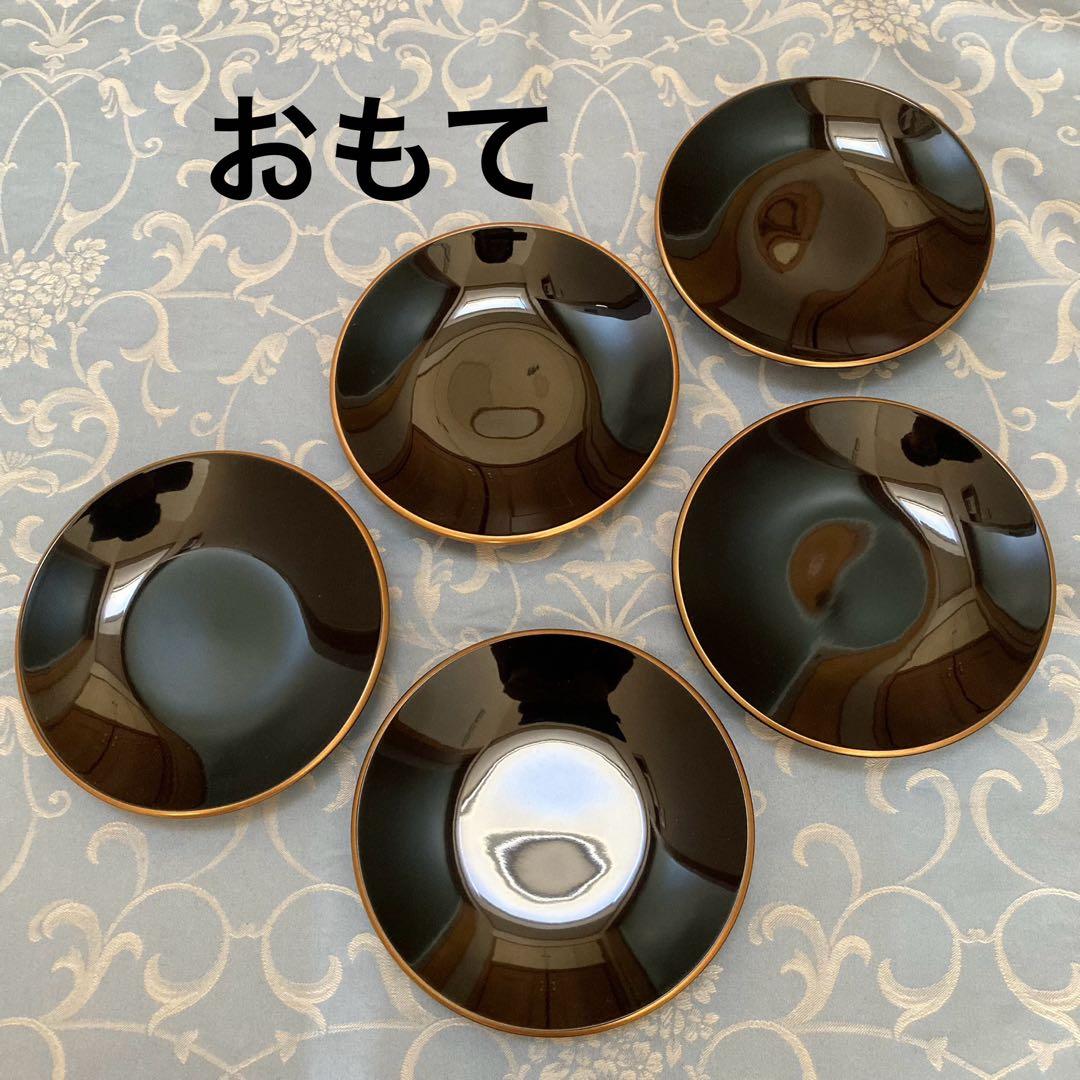 【新品】輪島塗 金蒔絵 黒漆 銘々皿 取り皿 5枚セット