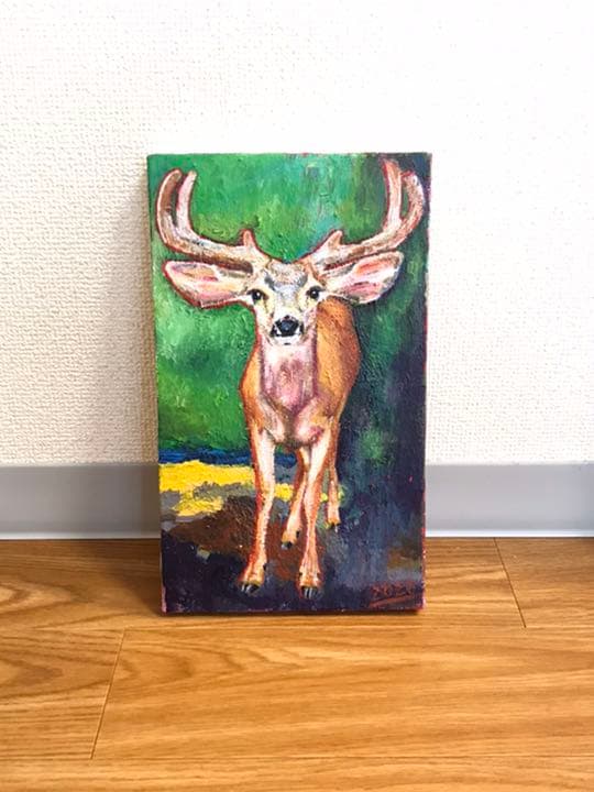 トナカイ　動物　アクリル画　絵画